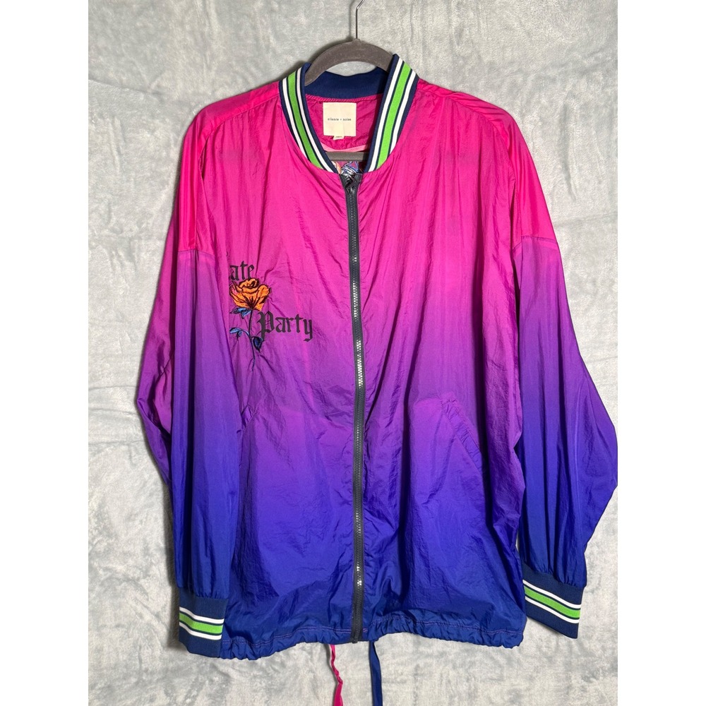 Silence + Noise Urban Outfitters Ombre Butterfly Embroidered Bomber Jacket M